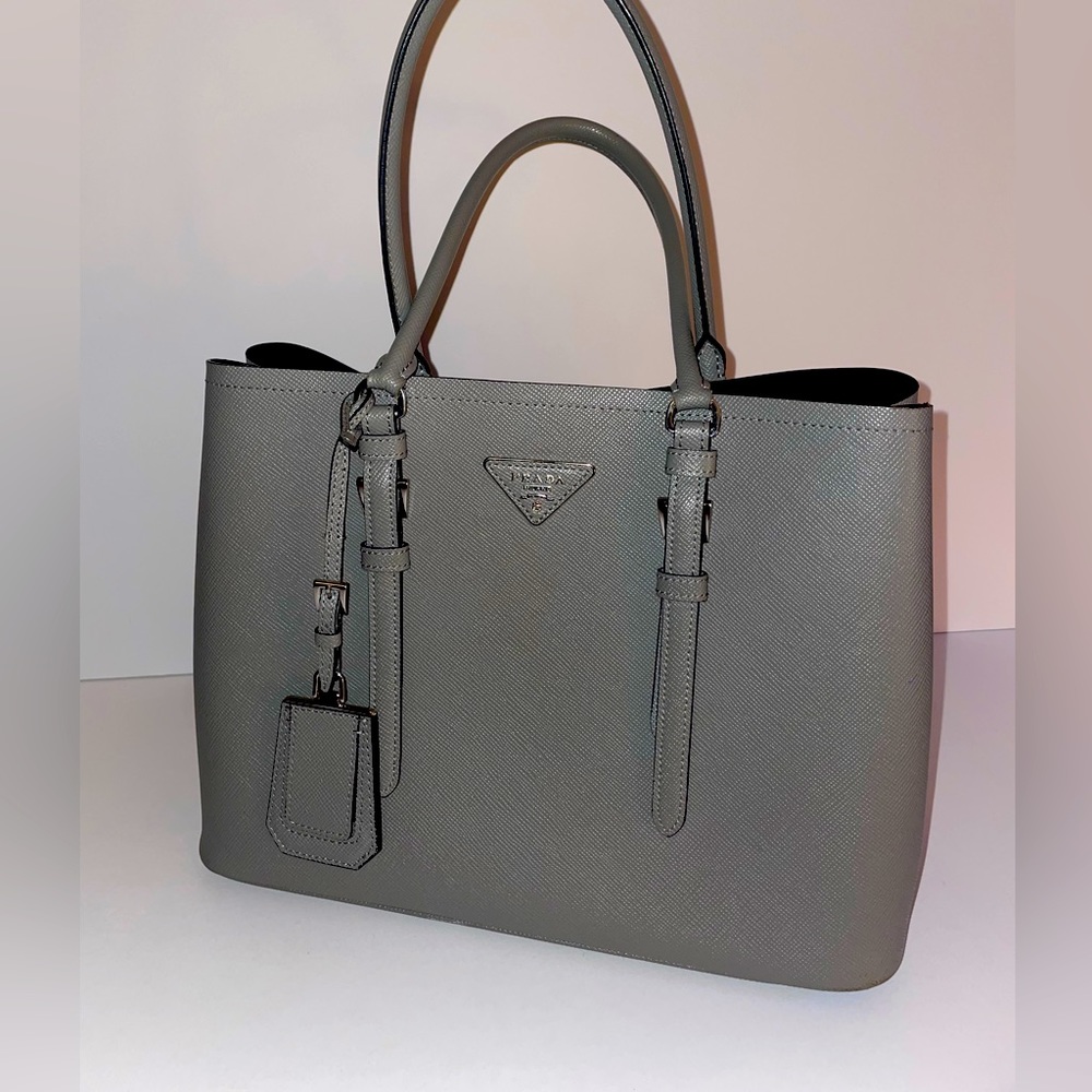 Prada-Saffiano Cuir Large Double Tote Bag with strap